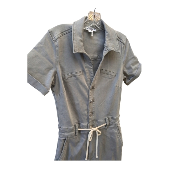 Paige Carly Grey Button-Up Utility Jumpsuit wide leg size 4 - Picture 4 of 11